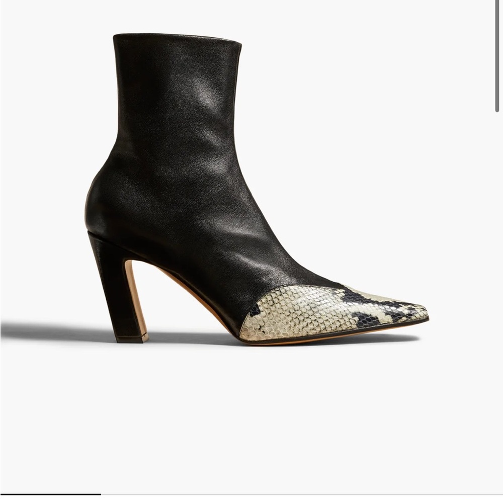 KHAITE Black and Snake Print Heeled Boots